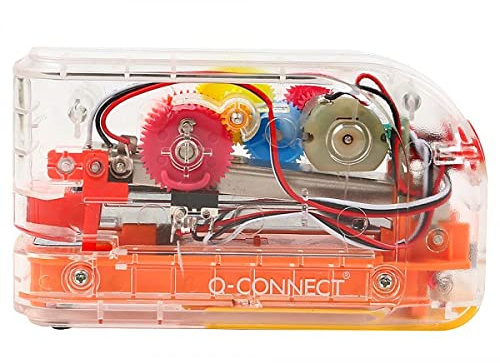 Elektrischer Heftgerät q-connect aus transparentem Kunststoff, Farbmechanismus, Kapazität 20 Blatt mit Klammern