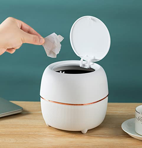 Yuzita Plastikmülleimer Kreativer Mini-Desktop-Mülleimer mit Deckel kleiner Home-Office-Mülleimer, enth?lt 50 Plastiktüten