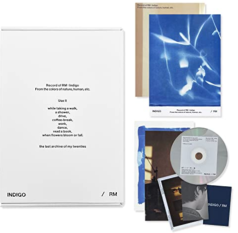 RM of BTS - [Indigo] (Book Edition) Outer Box + Book + CD + Postcard + Photocard + Fabric Card + Instant Photo + Folded Poster + 2 Extra Photocards