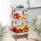 Fetcoi Kunststoff 3 Tier Obst und Snack Tray mit natürlichen Bambus-Ständer für Obst, Brot, Snacks, Obstkorb Obstkorb Gemüse (weiß)