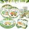 Dinosaurios Vajilla Desechable Infantil, 96pcs Kit Vajilla Cumpleaños Dinosaurios Verde con Platos Tazas Servilletas, Decoración Cumpleaños Platos Desechable para Fiesta Temática Dino, Baby Shower