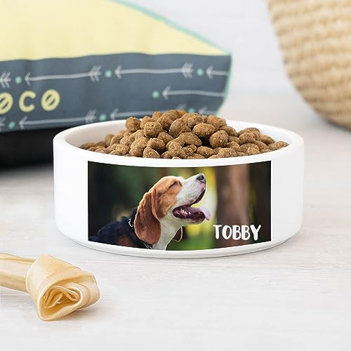 Wanapix | Gamelle Personnalisé avec Photo et Texte | Gamelle pour Chien et Chat avec Nom| Nourriture et Eau | Céramique | 15x5,8 cm | 100% Personnalisable