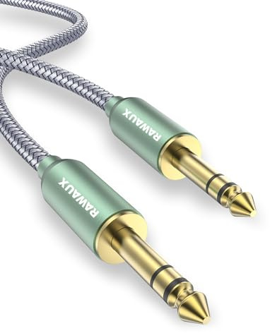 RAWAUX 6.35mm TRS Gitarrenkabel, 6.35mm Stecker auf Stecker Klinkenkabel Professionelles Instrumentenkabel Stereo Gitarre Symmetrisches Kabel für Giatrre, Microfon, Verstärker, Mixer 3m