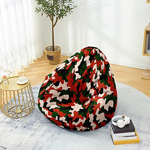 Mateju Sitzsack, Gemütlich Sitzsack Kinder, sitzsack Erwachsene oder als Gaming Bean Bag, 3D-Tarnung Garten Relaxo Sitzsack Geeignet für Lnnen Oder Außen zum Liegen Oder Sitzen (M,rote Farbe)