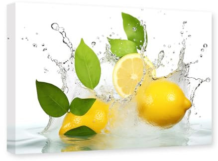 CXHOSTENT Kitchen Pictures Wall Decor Fruit Lemon Canvas Wall Art Food Paintings Print Modern Dining Room Kitchen Decor Frame (Lemon - 1, 30.00 x 45.00 cms)