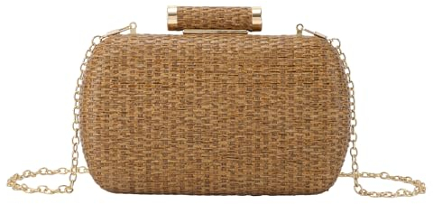 Jywmsc Femmes Soirée Paille Sac à main élégant Paille Pochette pour Party Mariage L'été Plage Tote Bag avec Chaîne