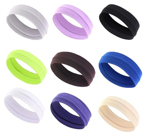 Roinaid Sport Damen Haarbänder Damen, 9 Stück 5cm Sport Stirnband Frauen, Breite Sport-Stirnbänderhaarband, Haarband Schweißband, Dehnbar Feuchtigkeit Wicking Haarband Yoga Laufen