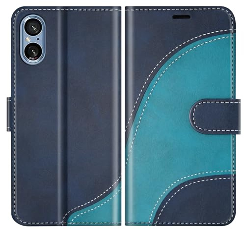 BoxTii Hülle für Sony Xperia 5 V Hülle, PU Leder Handyhülle Klapphülle Schutzhülle mit Kartenfächer und Magnetverschluss für Sony Xperia 5 V, Blau
