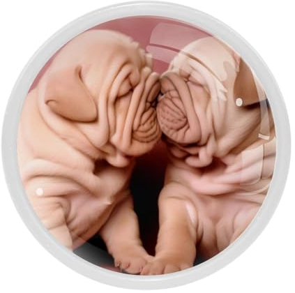 FVQL Knäufe für Schränke und Schubladen, Schrankgriffe, Möbelknöpfe mit Schrauben, Welpe, Hund, 4 Stück