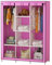 UYSELA Kleiderschrank,tragbarer Canvas-Kleiderschrank mit Kleiderstange,Regalen,tragbaren Kleiderschrankregalen für Schlafzimmer,Stoffschrank,Rosa