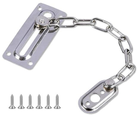QUETTO 1 Pcs Door Security Chain Lock Limiter Chrome Plated Slide Restrictor Upvc Main Sliding Lock with Complete Fittings for Hotel Home Living Motel