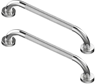 Howdah Agarraderas Baño 40 CM - Barra de Agarre de Acero Inoxidable Cromado, Asa de Ducha, Con Patrón Antideslizante - 2 Piezas
