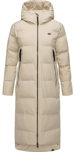 Ragwear Damen Winter-Steppmantel Patrise wasserdicht, atmungsaktiv, vegan | Länge: wadenlang | Wärmegrad 3 von 3 – warm gefüttert | wasserdicht, atmungsaktiv | gefütterte Kapuze | Gehschlitze