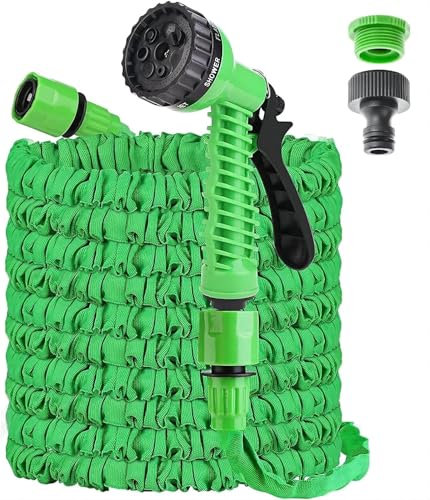 Tubo da Giardino Estensibile 2.5-7.5 m 50 FT, con 7 Funzioni per Lavaggio auto, Giardino, Prato Espansione Libera Resistente All'usura e al Gelo