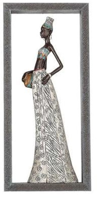 Romimex Dekofigur, braun, Kunstharz, Damen, 17 x 32 x 6 cm, mit Rahmen