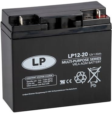 LANDPORT Batterie LP12-20 12V 20Ah VRLA AGM 182x77x168mm Universal kompatibel für Rollladen, Aufsitzmäher, Rasentraktor