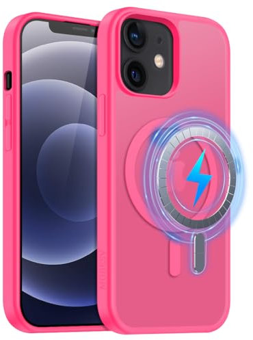 MOBESV Magnetisch Hülle für iPhone 12 Mini/iPhone 13 Mini 5,4 Zoll, Handyhülle kompatibel mit MagSafe, Durchscheinende Matte Dünn Stoßfest Schutzhülle, Rosafarben