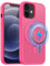 MOBESV Cover Magnetica per iPhone 12 Mini/iPhone 13 Mini 5,4 Pollici, Custodia Compatibile con MagSafe, Cover Traslucida Opaca Posteriore Sottile Antiurto, Rosa Acceso