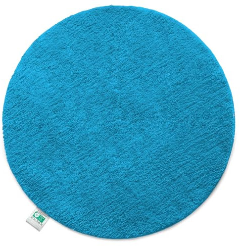 Floordirekt Badematte Sky, Badteppich in Rund, Dichtes, Flauschiges Wohlgefühl für Ihr Zuhause, Badvorleger rutschfest waschbar, schadstoffgeprüft (Türkis, 95 cm (Rund))
