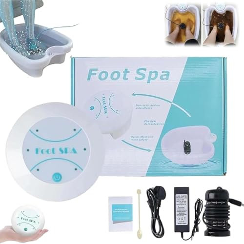 Ionic Foot Spa at Home Detox and Cleanse, machine de bain de pieds ionique détoxifiante à ions négatifs tout-en-un pour le bain, détendue et soulagée (blanc + bassin)