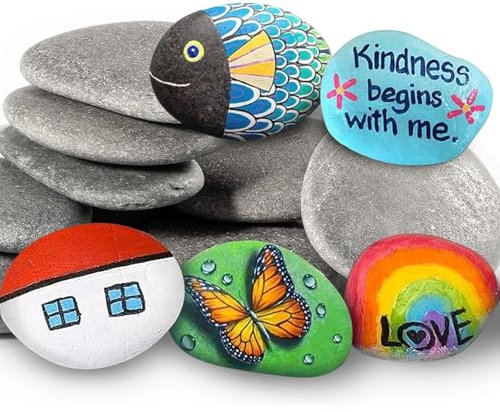 10PCS Painting Rocks, 5-8cm Flat Pebbles Painting Stones for Arts and Craft, Smooth Stones Decorative Stones Painting River Rocks Great Painting Kit for Kids DIY Creative Activity