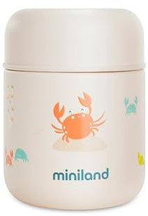 Miniland - Baby-Thermos für Speisen 280ml aus Edelstahl, Hält die Temperatur über 24h, Auslaufsicherer Verschluss und Doppelwand-Isolierung (Crabsy)