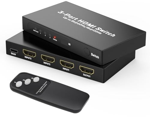 Ticenpe Switch HDMI 2.1 8K@60Hz HDMI Splitter 3 in 1 Out supporta VRR & ALLM D-olby Vision, commutatore HDMI compatibile con PS5/4, Xbox, Apple TV, Skybox, Blu-Ray, HDTV, Monitor