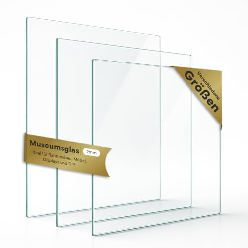 Verre musée de 2 mm - Découpe sur mesure - Plaque en verre avec 70 % de protection UV - Pour cadre photo de 18 x 24 cm à 70 x 100 cm - Verre pour photos et art - Fabriqué avec précision et emballé en