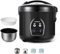 MOOSUM Cuociriso Elettrico e Vaporiera con Funzione di Mantenimento del Caldo - 1,8 l, Per 2-10 Persone - Rivestimento Ceramico - cucchiaio per riso e misurino - Nero