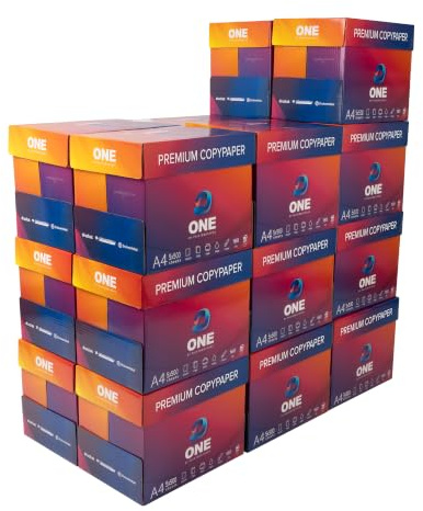 ONE Druckerpapier A4 Kopierpapier - DIN A4-50.000 Blatt - 20 Kartons | ONE Druckerpapier und Kopierpapier DIN A4, 50.000 Blatt, 20 Kartons, weiß, für Laser/Tintenstrahl, Büro und Home Office