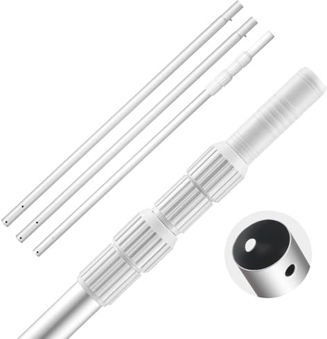 VEVOR Perche de Piscine télescopique de 1 à 4,6 m, Poteau de Piscine Professionnel réglable avec 2 rallonges, bâton de Nettoyage en Alliage d'aluminium, pour épuisette, Brosse, tête d'aspirateur