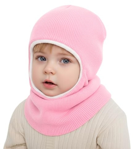 DRESHOW Gorro de Punto para Bebé Niño Niña Capucha Suave Invierno Sombreros y Bufandas con Forro Polar para Pequeños Niños Niñas 1-6 Años