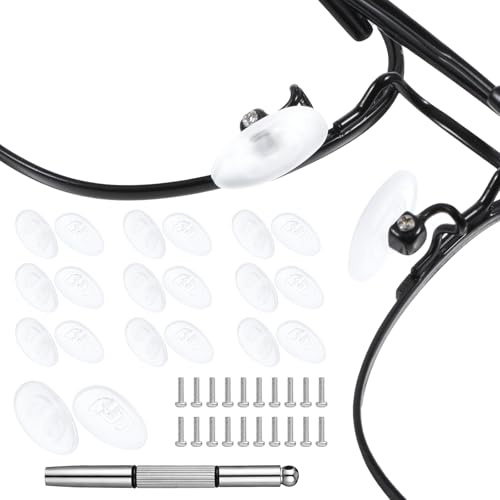 10 Paar Nasenpads Silikon Schraubbrillen Nasenpads für Brillen Rutschfeste Brille Weiche Silikon für Sonnenbrillen Nasenpad Brillen Reparatur Set mit Schrauben Pinzette