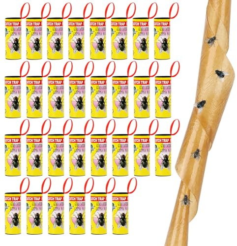 HoxzoDa 30pcs Bandes de Papier Anti-Mouches,Rouleaux Attrape-Mouches | Ruban Anti Mouche,adhésif Premium pour Attrape-Mouches,Mouches Adhésifs sans Pesticides,Solution Efficace Contre Mouches