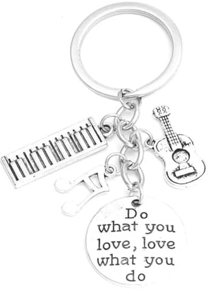 HOMOBABE Porte-clés Créatif en Métal Argenté Pendentif Guitare et Note de Musique pour Décoration de Paquet, pour Étudiants et Professeurs de Musique