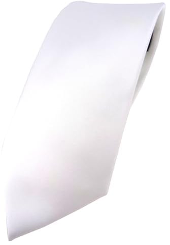 TigerTie Herren Krawatte – Klassische 7,5 cm Krawatte in weiss einfarbigem Design, ideal für Geschäftstermine, festliche Anlässe und die Freizeit