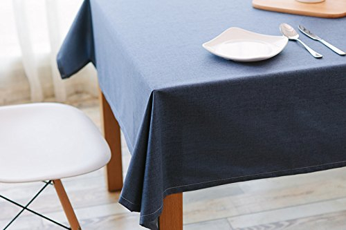 Ommda Tischdecke Leinen Abwaschbar Tischwäsche Wasserabweisend Lang Rechteckig Pflegeleicht 90x130cm Blau