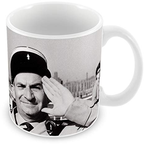 Fabulous Keramische Becher 325ml Foto von Star Berühmte Louis De Funès Schauspieler Alt Französisch Kino Original 3 Cops