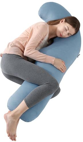 SHANNA Schwangerschaftskissen Seitenschläferkissen Stillkissen Fütternkissen mit Kühlung Bezug, Lagerungskissen, Komfortkissen Erwachsene, Körperkissen fur Schlafen und Mutter