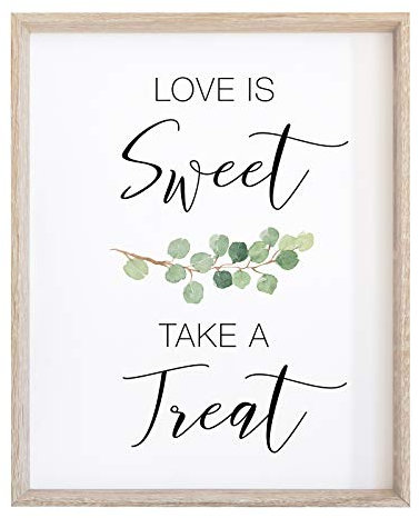 2 City Geese Love is Sweet Take a Treat Sign for Wedding Reception | Watercolor Eucalyptus Greenery On Textured Thick Cardstock Paper | (1) 8x10 Wedding Reception Decoration Sign