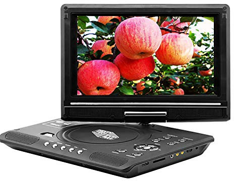 WFGZQ Lecteur DVD De Voiture Portable avec Écran Pivotant HD De 9,8 Pouces, Haut-Parleurs Stéréo Et Double Prise Casque, Prise en Charge De La Synchronisation TV/Carte USB/SD, Noir