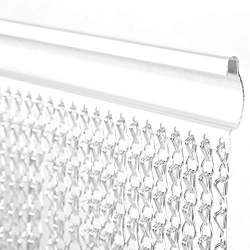 90x214cm Door Screen Fly Blind Screen Chain Curtains with Hanging Fixtures Aluminium Metal Chain for Doorways Patio