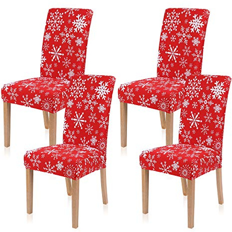 Homaxy Universal Stretch Stuhlhussen 2er 4er 6er Set Stuhlbezug für Stuhl Esszimmer (4er Set, Weihnachten E)