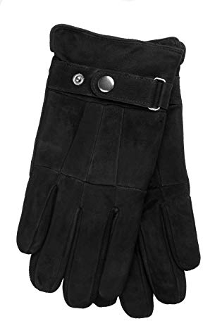 EEM Herren Lederhandschuhe, weiches Veloursleder, Thinsulate Thermofutter, nachhaltig produziert, schwarz L