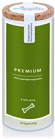 Wunschkapsel KNOCHEN Premium Ergänzung | unterstützt Knochendichte und Knochenstoffwechsel | bioverfügbare Mineralstoffe, Vitamine C und K2 | handgefertigt und vegan