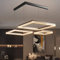 JMrider Pendelleuchte Modern LED 115W Wohnzimmer 3 Ringe Schwarz Quadrat Hängelampe Acryl Höhenverstellbar Hängeleuchte Dimmbar Mit Fernbedienung Beleuchtung Pendellampe Schlafzimmer Büro Kronleuchter