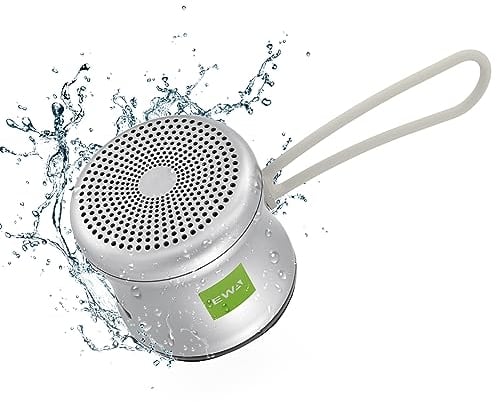 EWA A119 Mini Bluetooth Speaker with Lanyard, Small Speaker with Bass Radiator, IPX7 Waterproof, Tiny but Powerful, Super Cute Metal Wireless Portable Speaker for Home, Office, Travel, Outdoor(Silver)