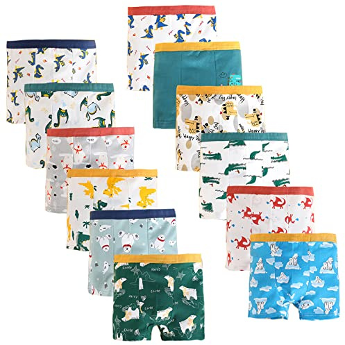 JackLoveBriefs Boxershorts für Jungen, 12er Pack Unterhosen Jungen | Baumwolle-Spandex, 1-13 Jahre, wiederverwendbar