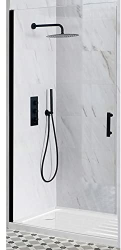 MILANO Black Hinged Door Shower Enclosure Drying Tray 1400 x 900mm
