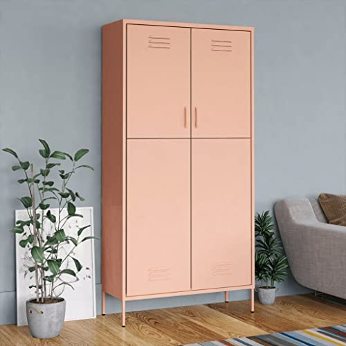 Makastle Garderobenschrank Metallschrank Umkleideschrank mit 4 höhenverstellbaren Regalfächern und 1 Kleiderstange, Kleiderschrank Stahlschrank Schrank Umkleidespind Spind Stahlspind, 90x50x180 cm